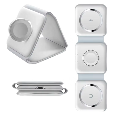 Cargador Inalámbrico 3 en 1 Power Eric F182 | iPhone + Apple Watch + AirPods | Qi 15W | USB-C